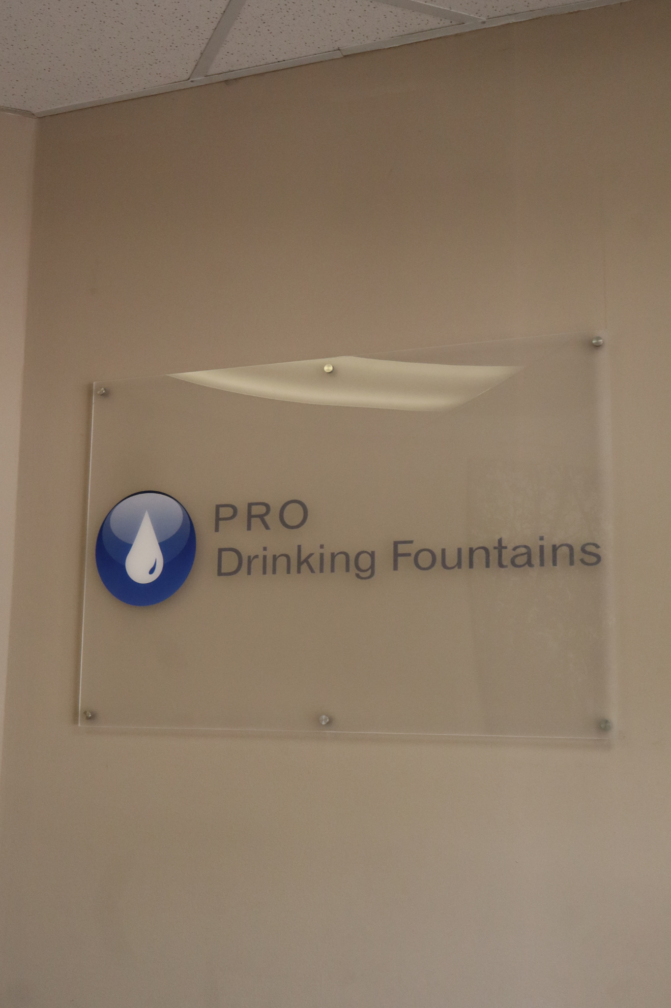 Pro Drinking Fountains office sign at Category Five Technologies headquarters