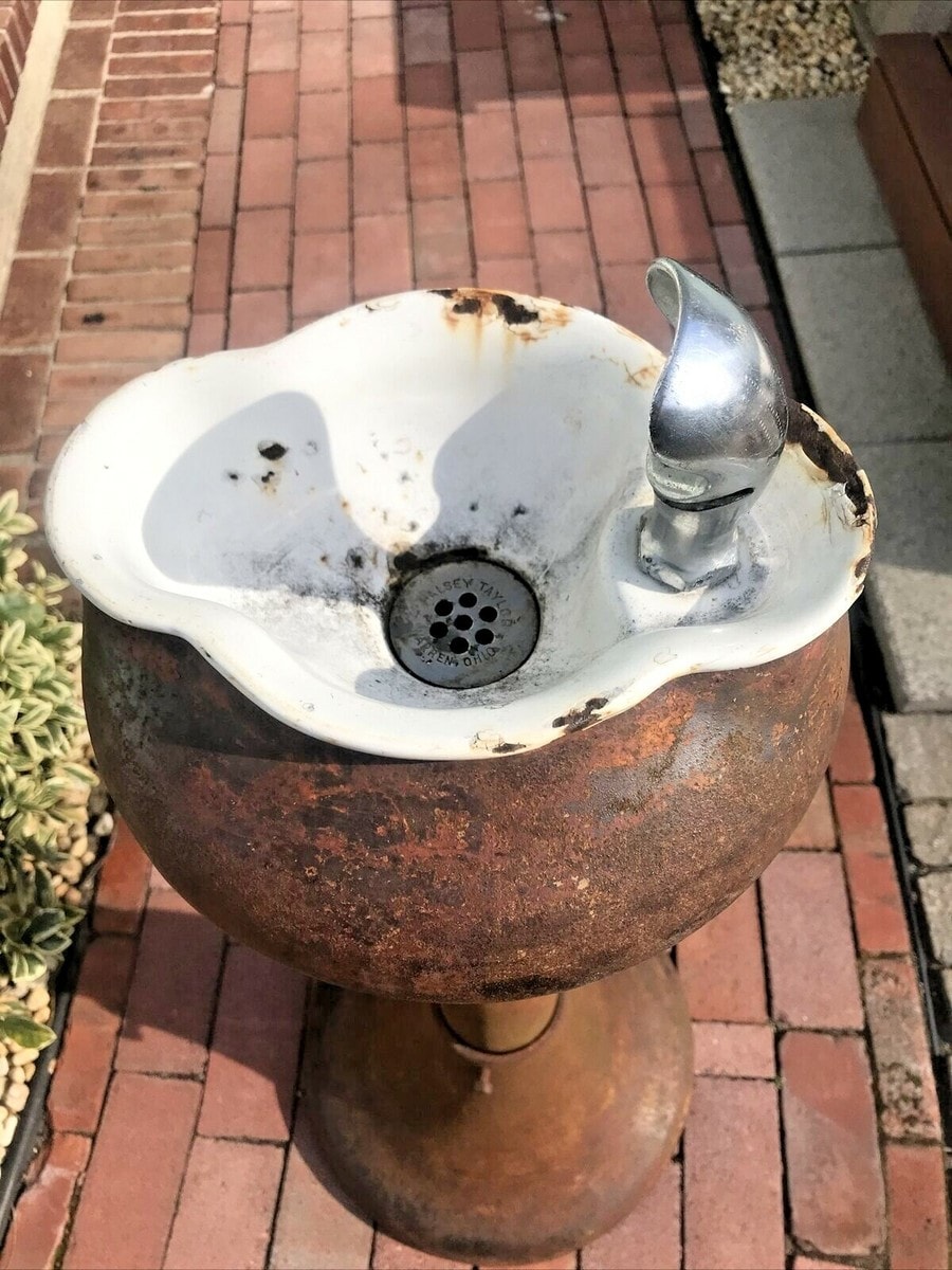 Commercial drinking fountain and bottle filling station in a modern facility