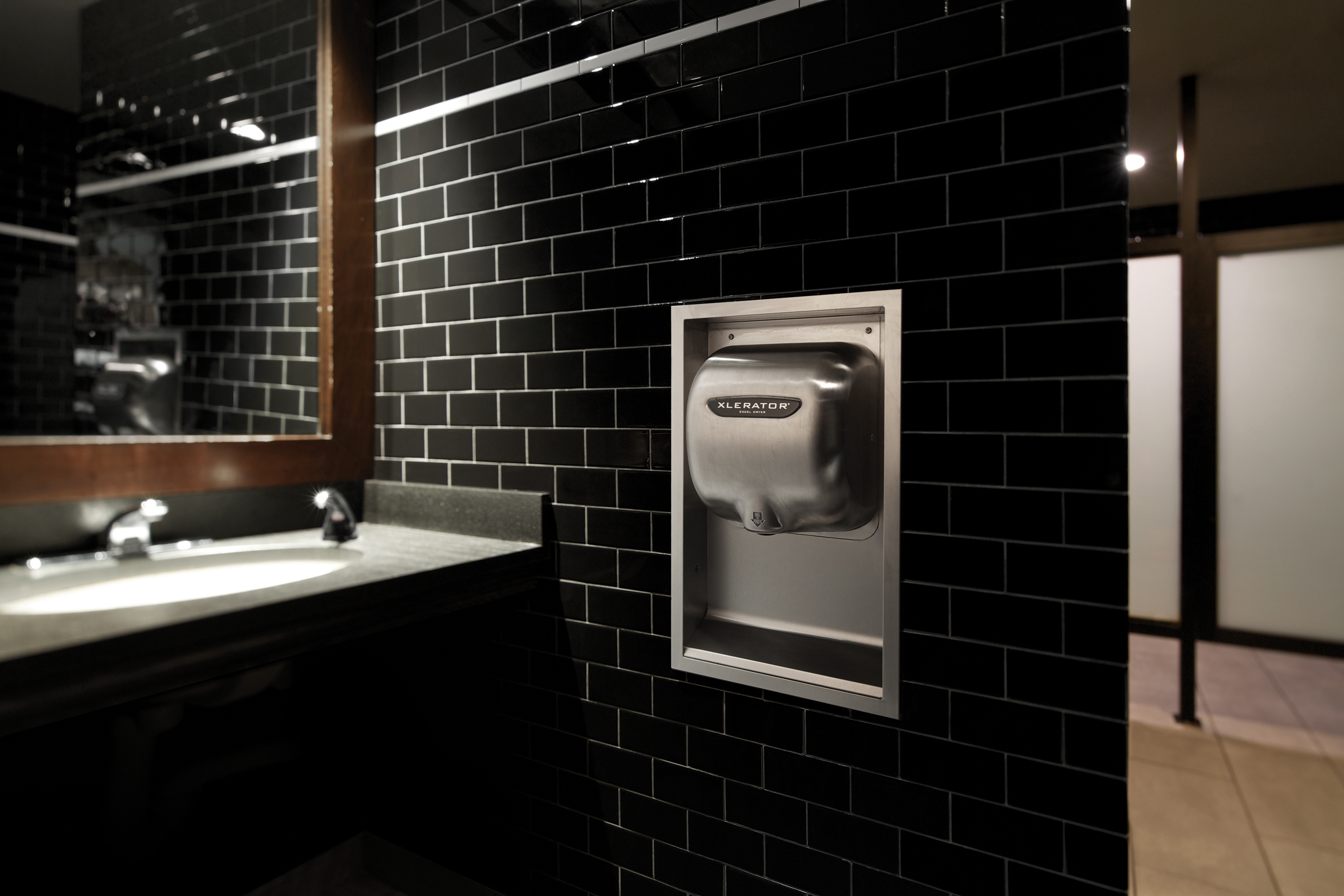Excel XLERATOR hand dryer at Max Burger restaurant restroom