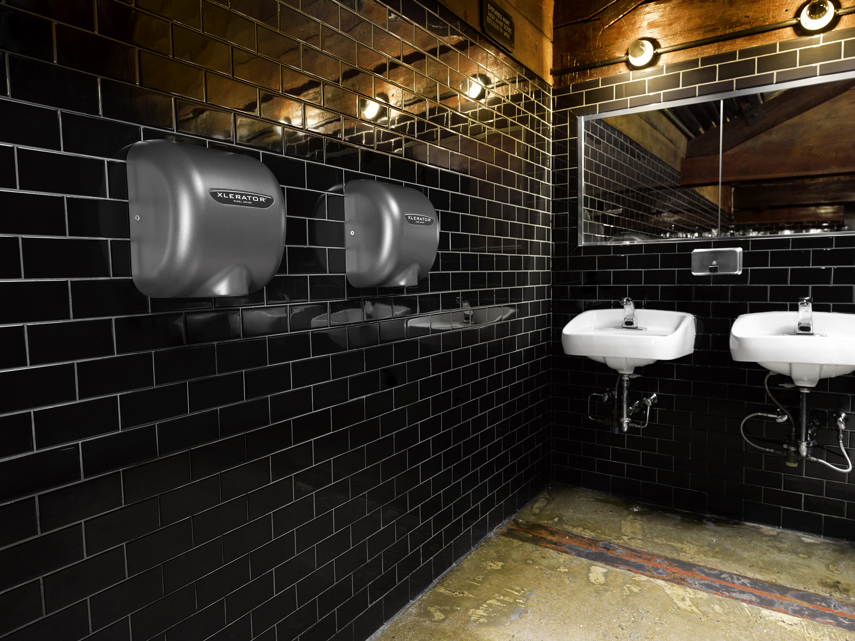 Commercial hand dryer in Brooklyn Bowl mens restroom