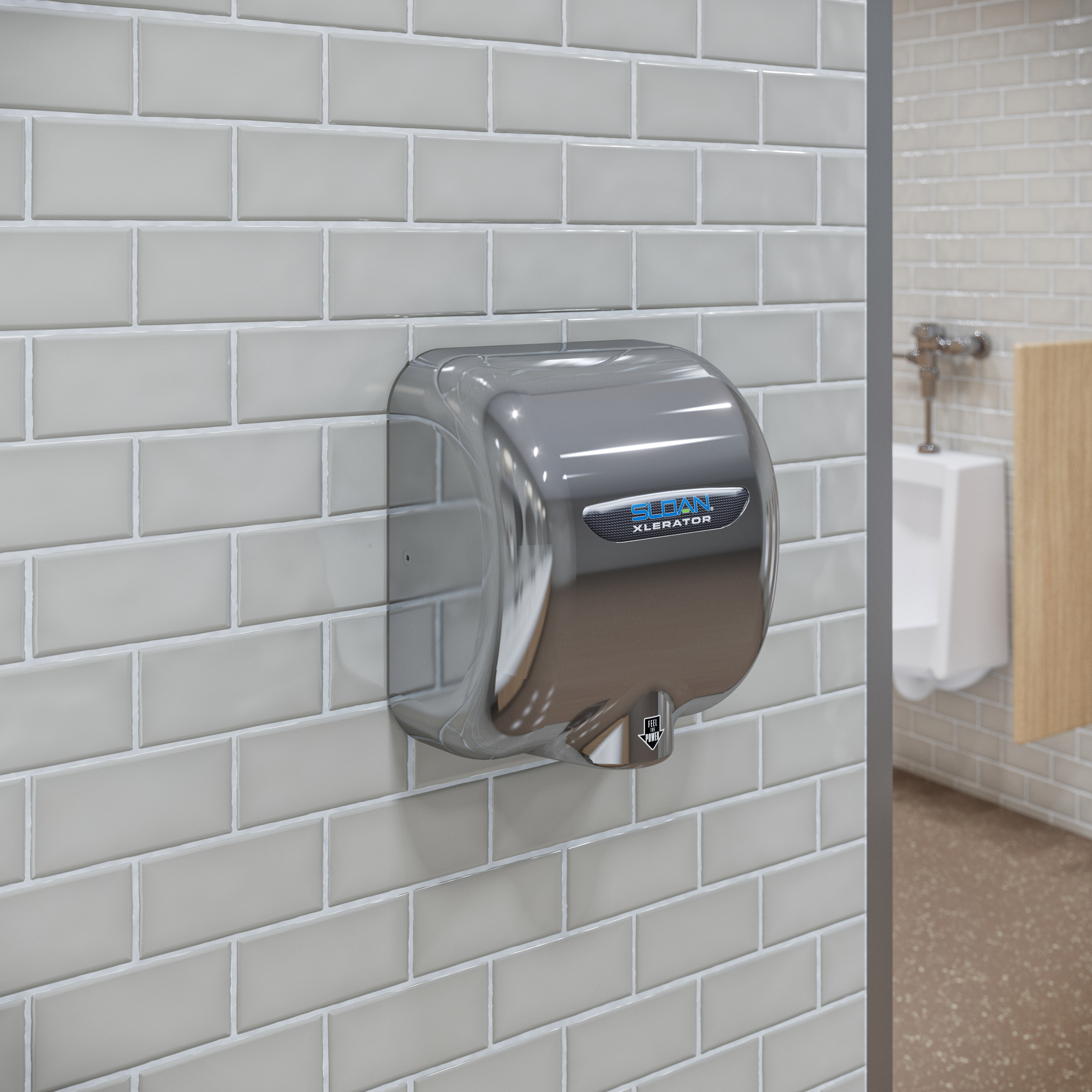Excel XLERATOR hand dryer installed at Collection Lake Street commercial restroom